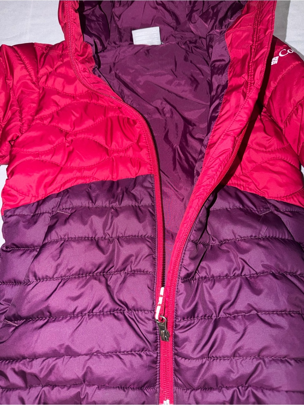 Columbia Red and Plum Hooded Quilted Puffer Jacket - Picture 5 of 5